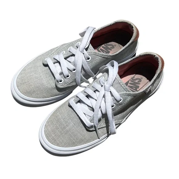 VANS Light Gray and White Casual Sneakers Size 6 - Picture 4 of 9